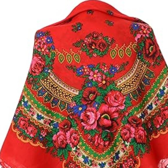 Red Boho Chic Scarf Wrap Shall Street Fashion Gypsy Scarf Spell Rose - Picture 2 of 10